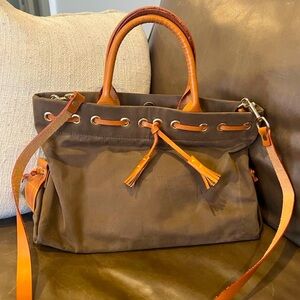 EUC Dooney & Bourke Wakefield Tassel Canvas/Leather Tote
